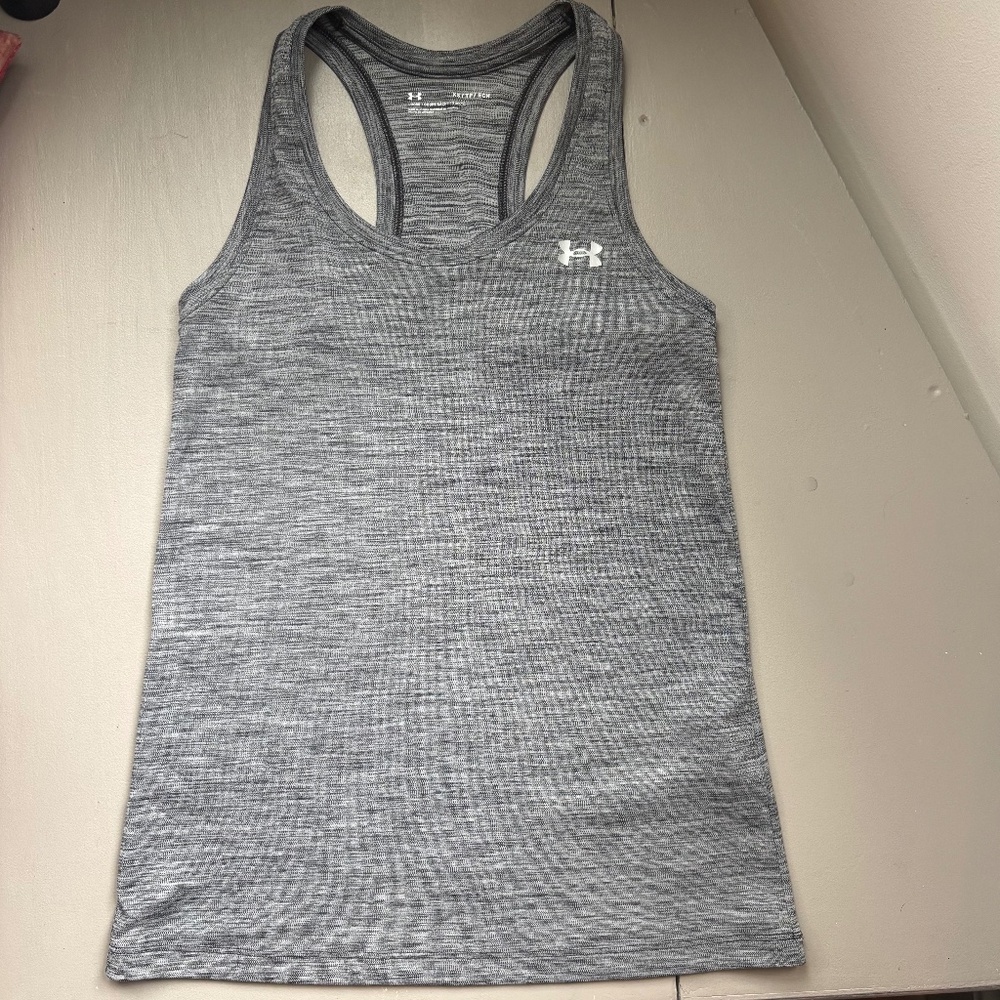 Under Armor Gray Heather Tank Performance XS Run Lift Climb Yoga